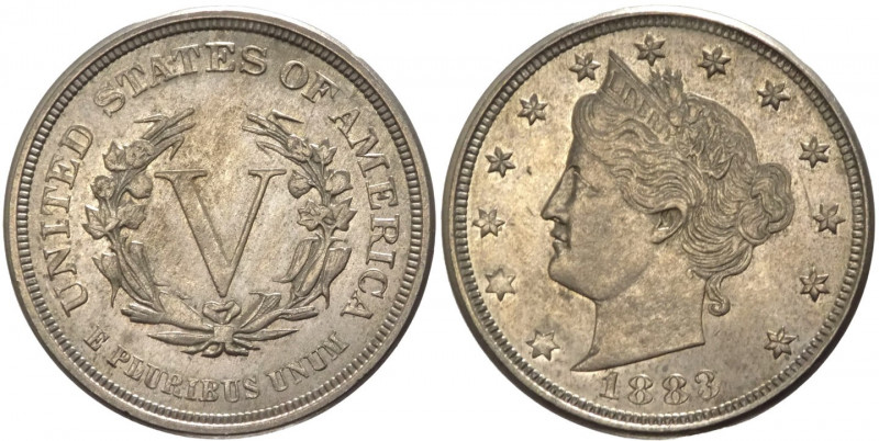 Stati Uniti d'America (dal 1776) - 5 centesimi 1883 "Liberty Nickel " - KM# 111 ...