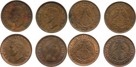 Sudafrica - Giorgio VI (1936-1952), Elisabetta II (dal 1952) - lotto di 4 monete da 1/4 penny, anni vari - Cu 
mediamente SPL

Spedizione solo in I...