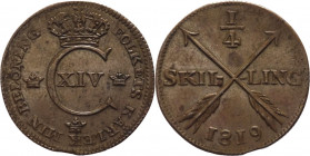 Svezia - Carlo XVI Giovanni (1818-1844) - 1/4 skilling 1819 - KM# 595 - Cu
SPL

Spedizione solo in Italia / Shipping only in Italy