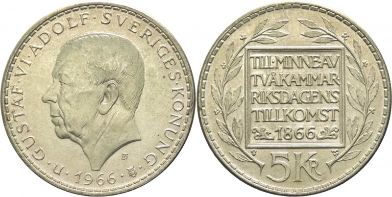 Svezia - Gustavo VI Adolfo (1950-1973) - 5 corone 1966 "100 anni dalla Riforma C...