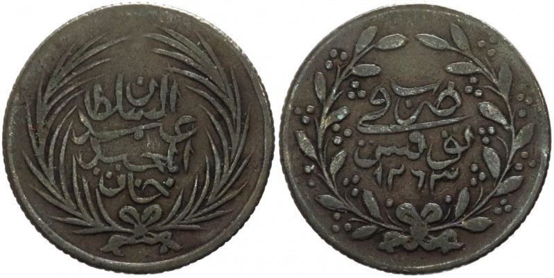 Tunisia - Abdul Mejid (1839-1860) - 3 nasri 1269 AH (1858) - KM#103.1- Cu
BB 
...