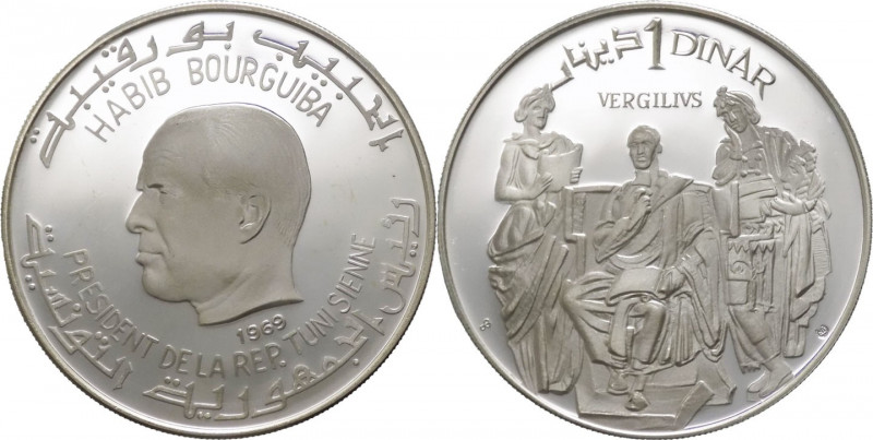 Tunisia - Habib Bourguiba presidente - 1 dinar 1969 serie "storia della Tunisia ...