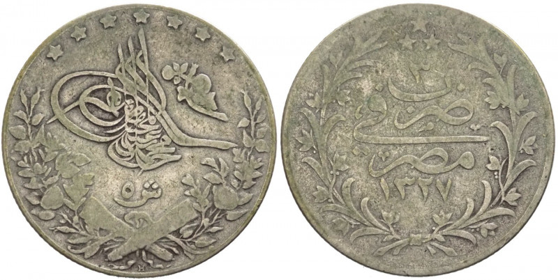 Turchia -Impero Ottomano - Egitto - Mehmed V Reşâd (1909-1914) - 10 qirsh 1327 A...