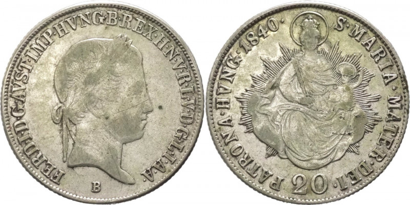 Ungheria - Ferdinando I (1835-1848) - 20 kreutzer 1840 - KM# 422 - Ag 
qBB

S...