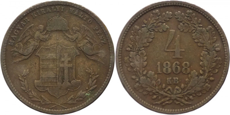 Ungheria - Francesco Giuseppe I (1848-1916) - 4 kreutzer 1868 - KM# 442 - Ae
BB...