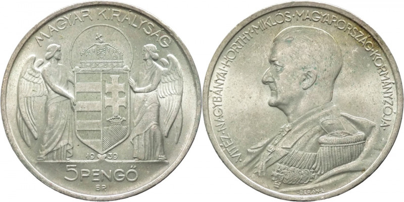 Ungheria - reggenza di Miklos Horthy (1920-1944) - 5 pengo 1939 - KM# 517 - Ag
...