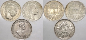 Ungheria - Francesco Giuseppe I (1848-1916) - lotto di 3 monete da 1 corona, anni vari - Ag
mediamente qSPL

Spedizione solo in Italia / Shipping o...