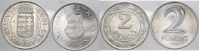 Ungheria - reggenza di Miklos Horthy (1920-1944) e repubblica (1946-1949) - lotto di 2 monete da 2 forint 1943 e 1946 - Al
mediamente SPL

Spedizio...