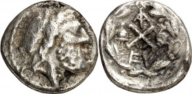 (85 a.C.). Peloponeso. Liga Aquea (Esparta). Hemidracma. (S. 2987 var) (CNG. V, 643). 1,99 g. MBC-.