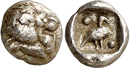 (525-500 a.C.). Jonia. Mileto. Tetartemorion. (S. falta) (SNG. Tubinga 3014) (SN...
