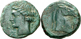 (s. III-II a.C.). Zeugitana. Cartago. AE 19. (S. 6528). Pátina verde. 4,33 g. MBC.