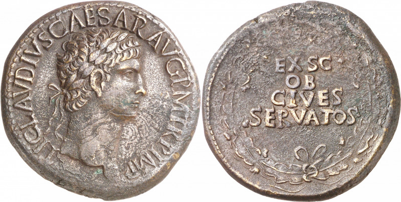 (41-42 d.C.). Claudio. Sestercio. (Spink 1849) (Co. 39) (RIC. 96). 25,02 g. MBC.