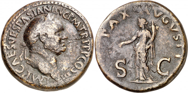 (71 d.C.). Vespasiano. Sestercio. (Spink 2330) (Co. 326) (RIC. 181). 25,60 g. MB...