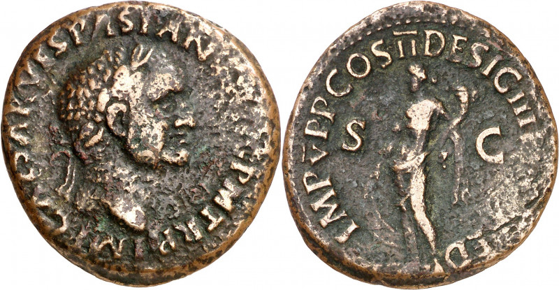 (70 d.C.). Vespasiano. Tarraco. As. (Spink falta) (Co. falta) (RIC. 1337, mismos...