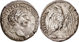 (112-113 d.C.). Trajano. Siria. Antioquía ad Orontem. Tetradracma. (S.GIC. 1077 var) (RPC. III, 3545). 14,13 g. MBC+.