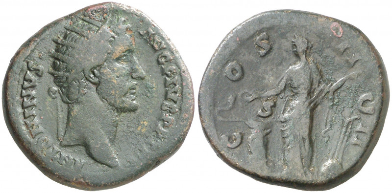 (146 d.C.). Antonino pío. Dupondio. (Spink 4269) (Co. 279) (RIC. 798). 13,83 g. ...