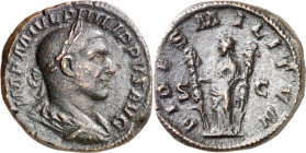(244-245 d.C.). Filipo I. Sestercio. (Spink 8994) (Co. 59) (RIC. 172a). 17,05 g. MBC+.