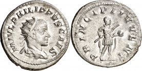 (245-246 d.C.). Filipo II. Antoniniano. (Spink 9242) (S. 54) (RIC. 216c). 4,20 g. MBC+.