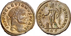 (299 d.C.). Diocleciano. Aquileia. Follis. (Spink 12774) (Co. 117) (RIC. 27a). 9,60 g. EBC-.