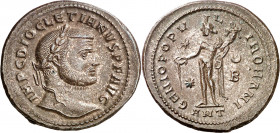(298 d.C.). Diocleciano. Antioquía. Follis. (Spink 12795) (Co. 101) (RIC. 50a). 10,47 g. EBC.