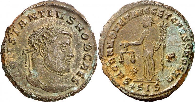 (302 d.C.). Constancio I, Cloro. Siscia. Follis. (Spink 14096) (Co. 264) (RIC. 1...