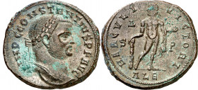 (305-306 d.C.). Constancio I, Cloro. Alejandría. Follis. (Spink 14185) (Co. 151 var) (RIC. 53). Concreciones en anverso. 13,21 g. EBC-.