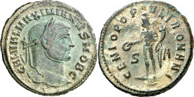 (294 d.C.). Galerio Maximiano. Siscia. Follis. (Spink 14364) (Co. 75) (RIC. 81b). 9,60 g. MBC+.