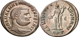(299-300 d.C.). Galerio Maximiano. Antioquía. Follis. (Spink 14379) (Co. 78) (RIC. 53b). 9,36 g. MBC+.