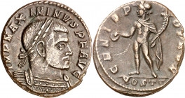(312-313 d.C.). Maximino II, Daza. Ostia. Follis. (Spink 14858) (Co. 59) (RIC. 75a). 3,77 g. MBC+/MBC.