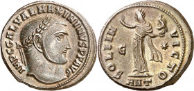 (312 d.C.). Maximino II, Daza. Antioquía. Follis. (Spink 14894) (Co. 161) (RIC. 167b). 5,53 g. EBC.
