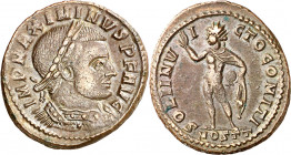 (312-313 d.C.). Maximino II, Daza. Ostia. Follis. (Spink 14904) (Co. 167) (RIC. 84a). 4,80 g. MBC+.