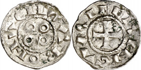 Vescomtat de Narbona. Berenguer (1019-1067). Narbona. Diner. (Cru.V.S. 157) (Cru.Occitània 40) (Cru.C.G. 2022). Rara. 1,46 g. MBC+.