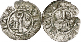 Vescomtat de Narbona. Amalric II (1298-1327). Narbona. Diner. (Cru.Occitània 57 var). Grieta. Rara. 0,58 g. (MBC-)