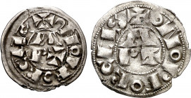 Vescomtat de Bearn. A nom de Cèntul (s. XI-1426). Diner y òbol morlà. (Cru.V.S. 166 y 167) (Cru.Occitània 92 y 93) (Cru.C.G. 2030 y 2031). 2 monedas. ...