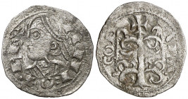 Alfons I (1162-1196). Zaragoza. Óbolo jaqués. (Cru.V.S. 299)(Cru.C.G. 2107). Ex Colección Crusafont 27/10/2011, nº 161. Rara. 0,38 g. MBC.