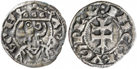 Jaume I (1213-1276). Zaragoza. Dinero jaqués. (Cru.V.S. 318) (Cru.C.G. 2134). 0,80 g. MBC-.