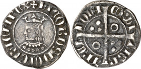 Jaume II (1291-1327). Barcelona. Croat. (Cru.V.S. 337.1) (Cru.C.G. 2154a). Letras A y U góticas. Rayitas. 2,83 g. MBC-.
