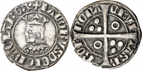Jaume II (1291-1327). Barcelona. Croat. (Cru.V.S. 337.5) (Cru.C.G. 2154f). Letras A y U latinas. Manchitas. 3,23 g. MBC-.