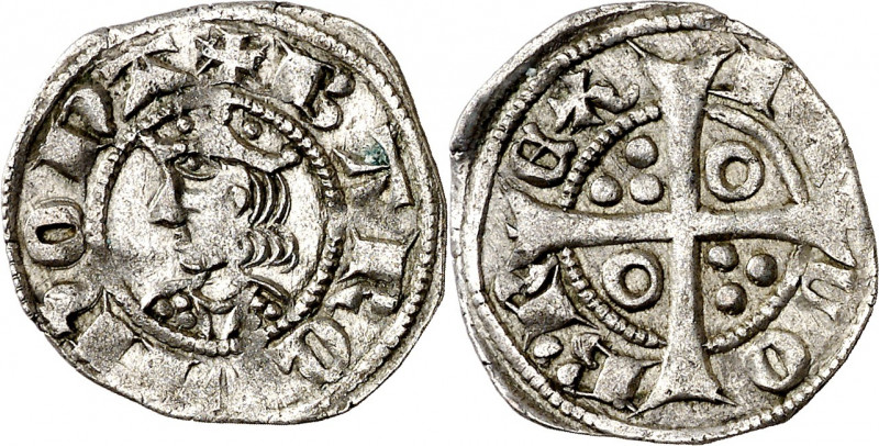 Jaume II (1291-1327). Barcelona. Diner. (Cru.V.S. 340.1) (Cru.C.G. 2158a). Velló...