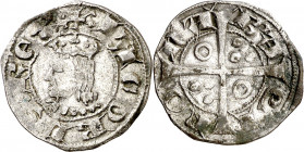 Jaume II (1291-1327). Barcelona. Diner. (Cru.V.S. 344) (Cru.C.G. 2160). Letras A y U góticas. Escasa. 0,91 g. MBC.
