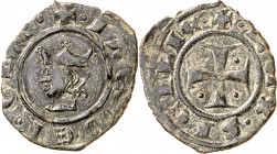 Jaume II (1291-1327). Sicília. Diner. (Cru.V.S. 360.1 var) (Cru.C.G. 2178a) (MIR. 182). Atractiva. Escasa así. 0,70 g. MBC.