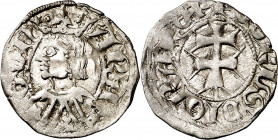 Pere III (1336-1387). Zaragoza. Dinero jaqués. (Cru.V.S. 463) (Cru.C.G. 2276). 1,15 g. MBC.