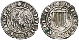 Lluís I de Sicília (1342-1355). Sicília. Pirral. (Cru.V.S. 608) (Cru.C.G. 2583a) (MIR 190). Ex Colección Ègara 26/04/2017, nº 329. Rara. 3,22 g. MBC-....