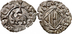 Frederic IV de Sicília (1355-1377). Sicília (Catània). Diner. (Cru.V.S. 713) (Cru.C.G. 2653) (MIR. 1). Rara así. 0,54 g. EBC-.