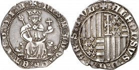 Alfons IV (1416-1458). Nàpols. Carlí. (Cru.V.S. 887) (Cru.C.G. 2932) (MIR. 54). Sin marcas. Escasa. 3,54 g. MBC.
