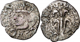 Joan II (1458-1479). Girona. Diner rocabertí. (Cru.V.S. tipo 949) (Cru.C.G. 2988). Escasa. 0,64 g. MBC-.
