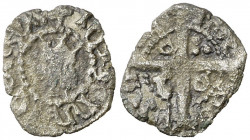 Joan II (1458-1479). ¿Vilafranca del Conflent?. Òbol. (Cru.V.S. falta) (Cru.C.G. 2994 var). Sobre la atribución a esta moneda, véase "La Pallofe" nº 4...
