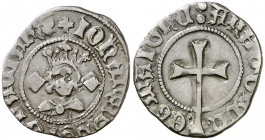 Joan II (1458-1479). Mallorca. Dobler. (Cru.V.S. 956) (Cru.C.G. 2996f) (V.Q. 6039, mismo ejemplar). 1,61 g. MBC/MBC+.