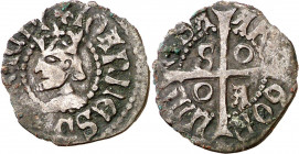 Joan II (1458-1479). Sardenya (Càller). Diner o pitxol. (Cru.V.S. 986 var) (Cru.C.G. 3025 var) (MIR. 15 var). Leves concreciones. Escasa. 0,72 g. MBC-...
