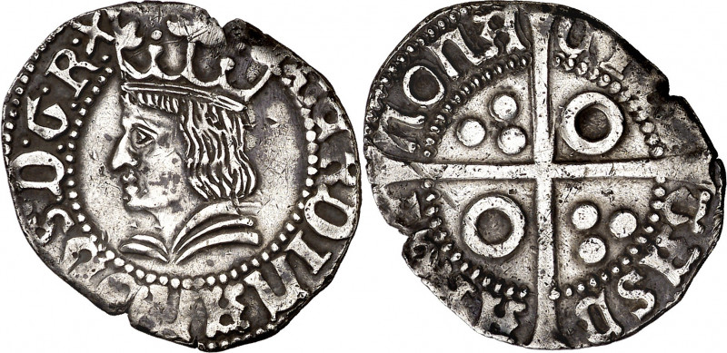 Ferran II (1479-1516). Barcelona. Croat. (Cru.V.S. 1137) (Cru.C.G. 3066a). Cospe...